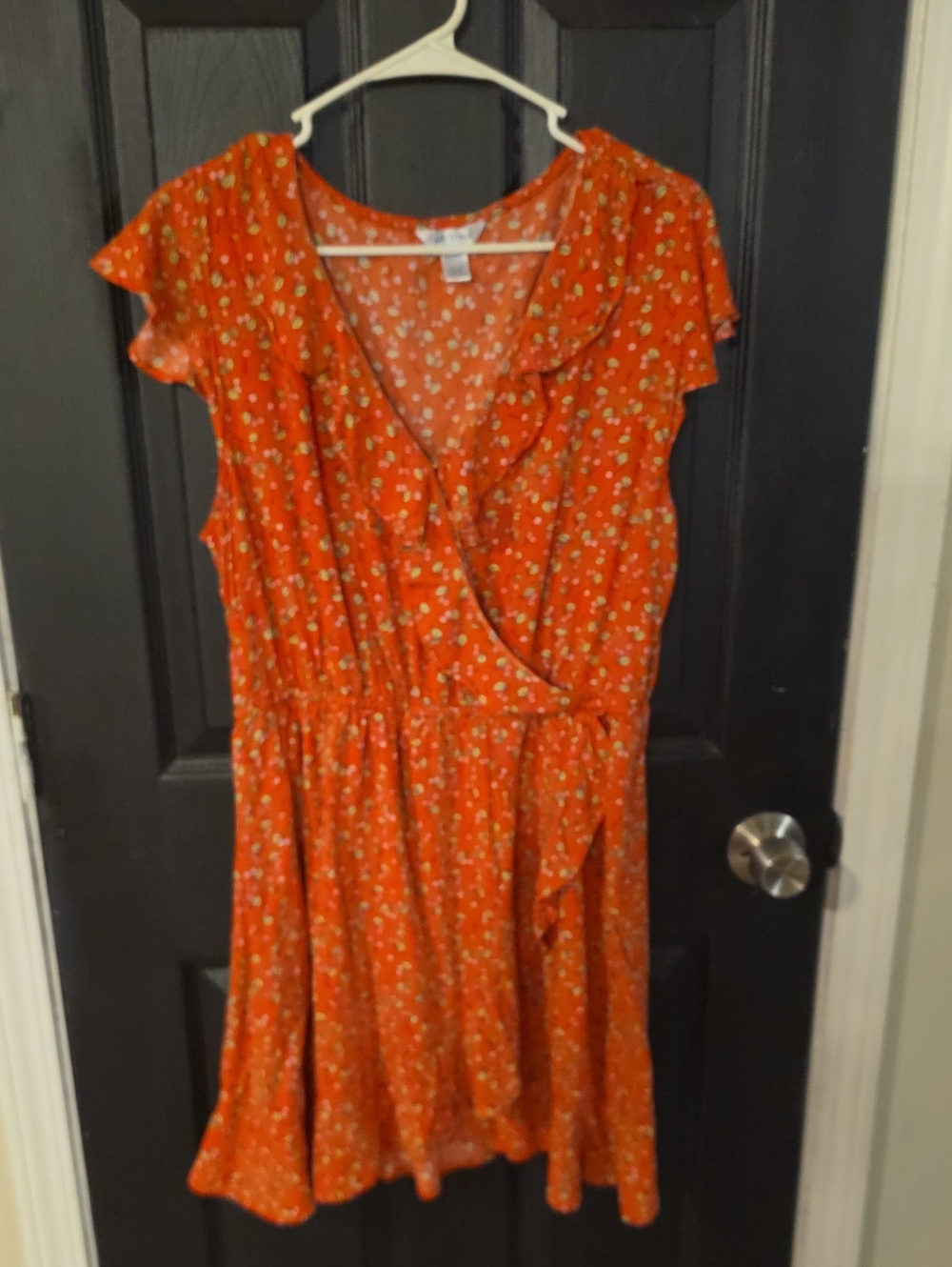 Arizona Jean Company Orange Floral Wrap Dress
